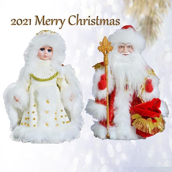 

decorative objects & figurines 30cm christmas ornaments electric santa claus snow maiden musical dancing plush dolls toys gift decoration fo