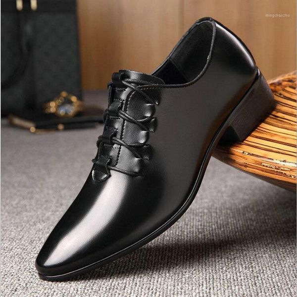 

dress shoes men 2021 arrival business leather lace-up footwear formal for wedding party a57-121, Black