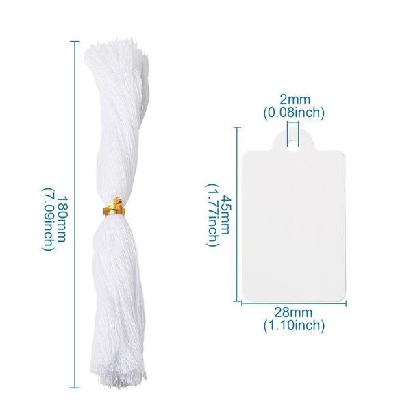 

jewelry display paper price tags white with cotton cord 45x28mm, hole: 2mm; cotton cord: 18cm; 50 qylzzp