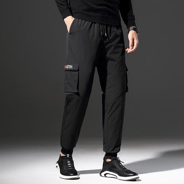 

men's pants down men wear extra thick warm white duck trousers young cotton keep out the cold, Black