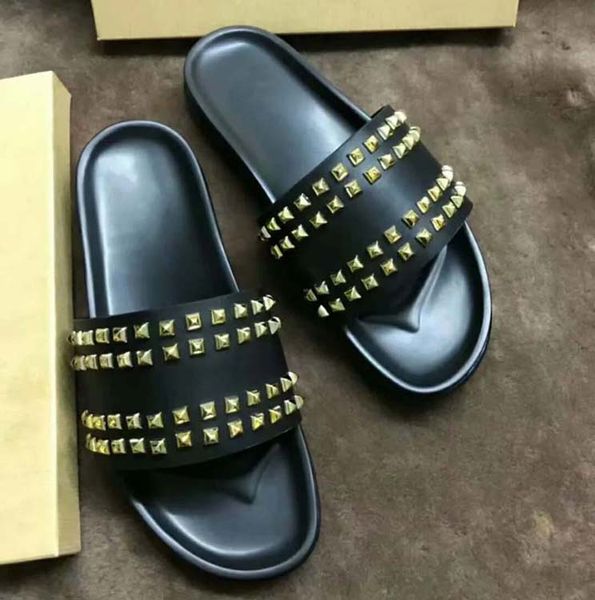 

men summer rubber sandals beach slide fashion scuffs slippers indoor shoes size eur 39-45 with box 16, Black