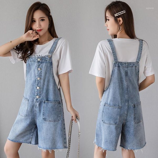 

high-waisted students are and cute loose thin summer jean shorts and suspenders1, Blue