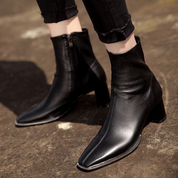 

2021 natural outdoors soft sheep skin beside women's shoes fashion combat boots for women qt0u, Black