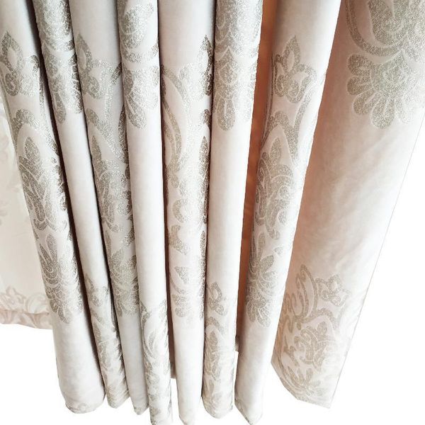 

high gold stamping process europe-style window curtains for bedroom high-grade drapes beige curtains for living room dining room1