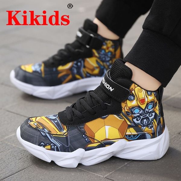 

kikids kids casuals shoes for boys basketball shoe running kid casual children robot sports boot sneakers cartoon kid shoes y201028, Black