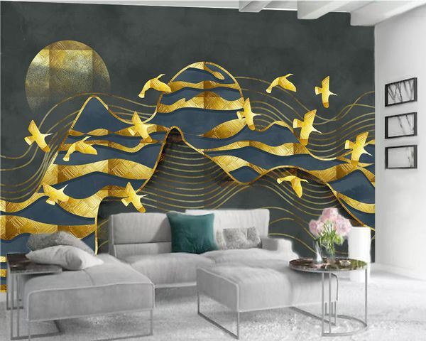 

gold lines landscape wallpaper modern home decoration wallpaper custom 3d p wallpaper home decor