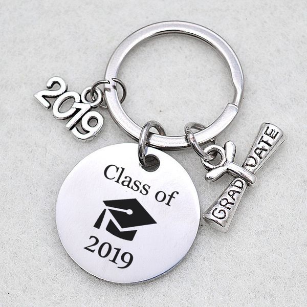 

is charm 2019 just beginning my keychain story stainless steel keyring graduation gift, Slivery;golden