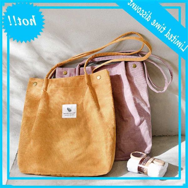 

women corduroy mailbox women's canvas tub shoulder bag environment storage handbag reusable foldable eco grocery totes