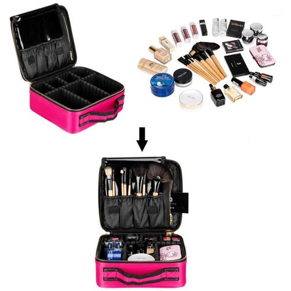 

[us-w]professional high-capacity multi-layer portable travel make-up backpack with rose red is suitable for travel 1908132091