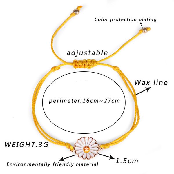 

woven friendship handmade bracelets multilayer braided thread bracelet wax string with chrysanthemum flower charm for wo, Golden;silver