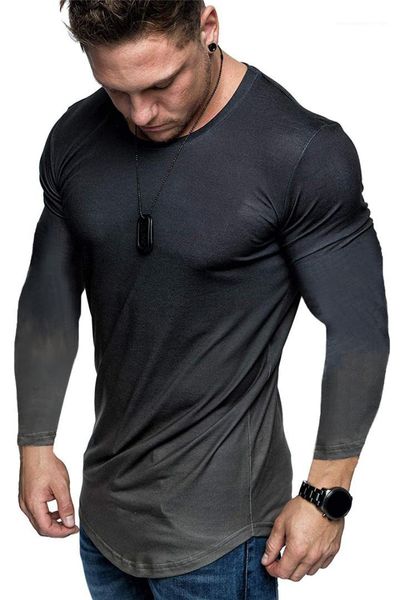 

long sleeve designer slim mens clothing 2021 gradient printed womens t shirts casual crew neck, White;black