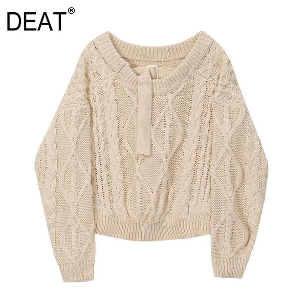 

women's sweaters [deat] 2021 spring autumn fashion casual solid color long sleeve round neck knitting loose pullover sweater women 13a5, White;black
