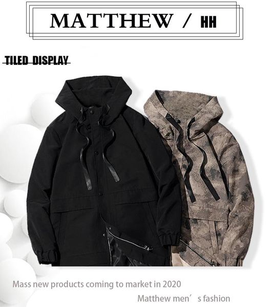 

autumn men's coat loose coat windbreaker male casual street wear campus style y006, Tan;black