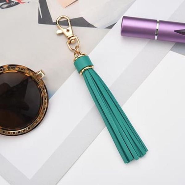 

fashion pu leather tassel women keychain bag pendant alloy car key chain ring holder retro jewelry acessory eh388 h jllaee