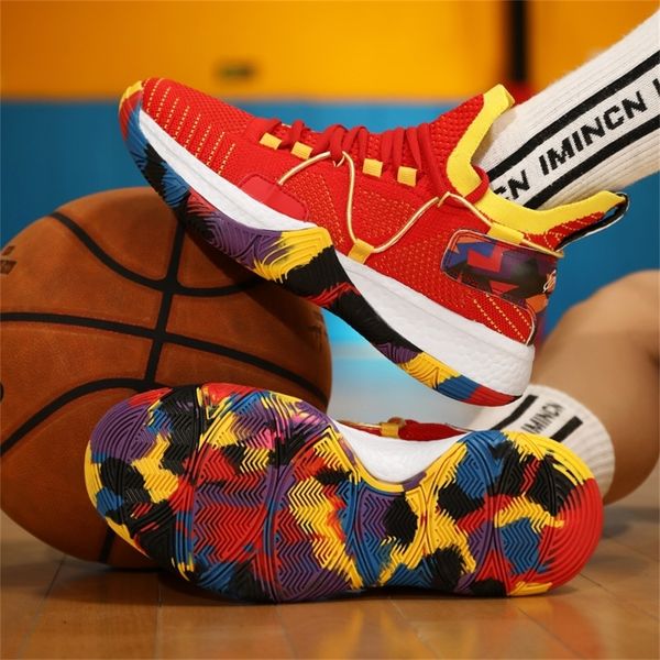 

high-basketball shoes men cushioning breathable basketball sneakers zapatos hombre outdoor sports red shoes size 46