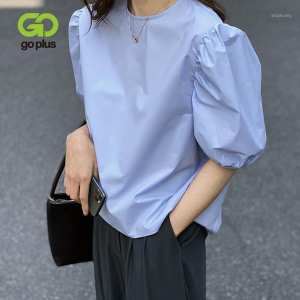 

goplus vintage shirts blouse women summer korean style puff sleeve blouses femme blusas mujer de moda 2020 kleding dames1, White