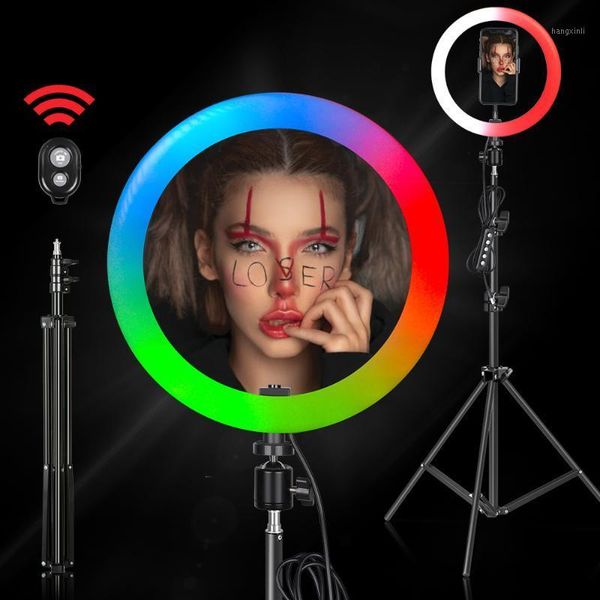 

6/10/12inch rgb led ring light selfie ring lamp 15 colors 3 model with tripod stand usb plug for youtube live makeup pgraphy1