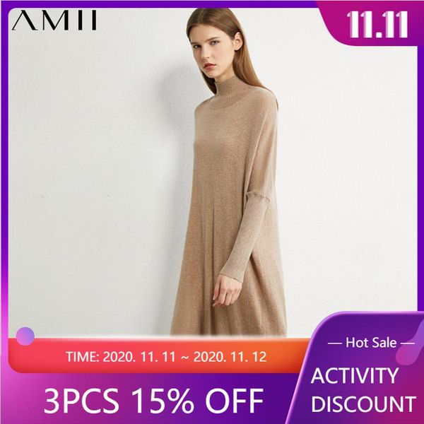 

minimalism autumn knitted women dress causal solid turtleneck women sweater calf length female dress 12030244 drop shipping, Black;gray