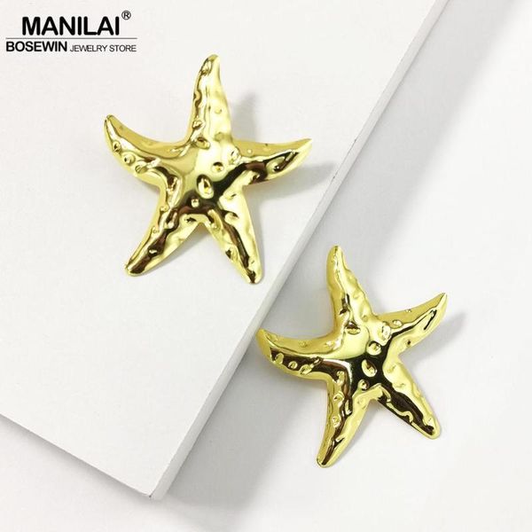 

stud manilai alloy starfish earrings for women fashion sea star statement brincos jewelry accessories, Golden;silver