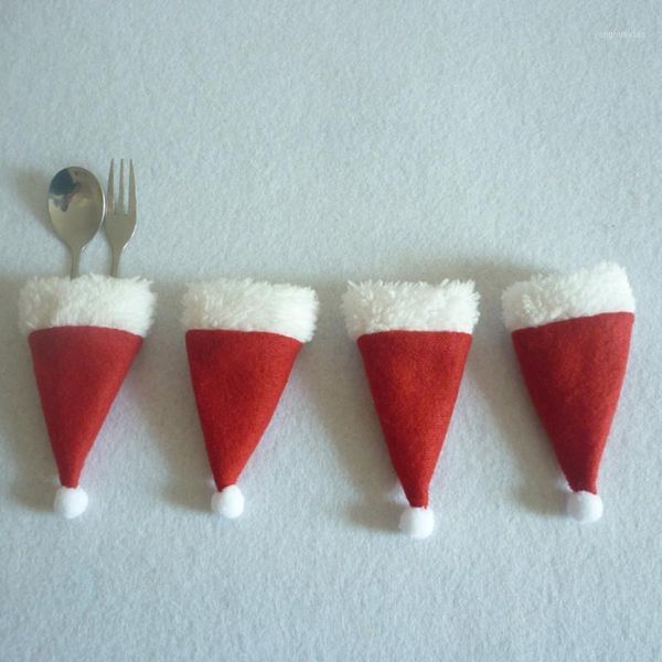 

christmas decorations 4pcs festive bottle santa hat covers household tableware bags home decorations1