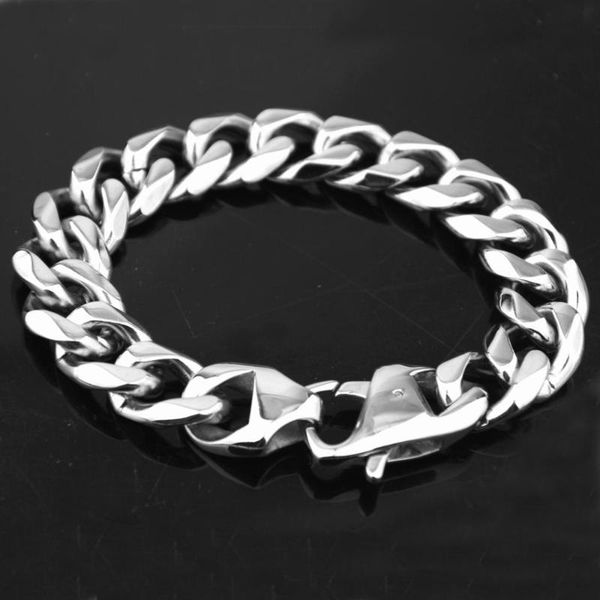 

link, chain bracelet for men women curb cuban link stainless steel mens womens bracelets chains cool jewelry, Black