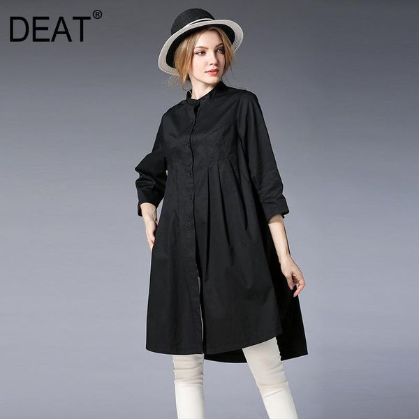 

deat shirts for plus size woman solid seven sleeve round collar single breasted streetwear undefined 2021 spring fashion xq287, White