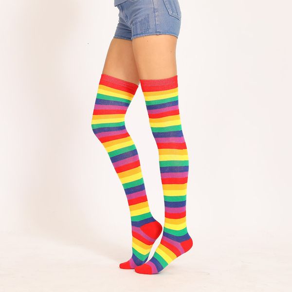 

long thigh highs halloween stockings knee high stripe fashion raiow happy funny socks women, Black;white