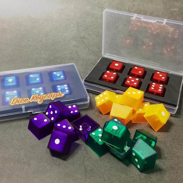 

6pcs diy backlit abs keycaps dice 123456 red yellow blue green purple backlight cap for cherry switch mechanical keyboard oem1