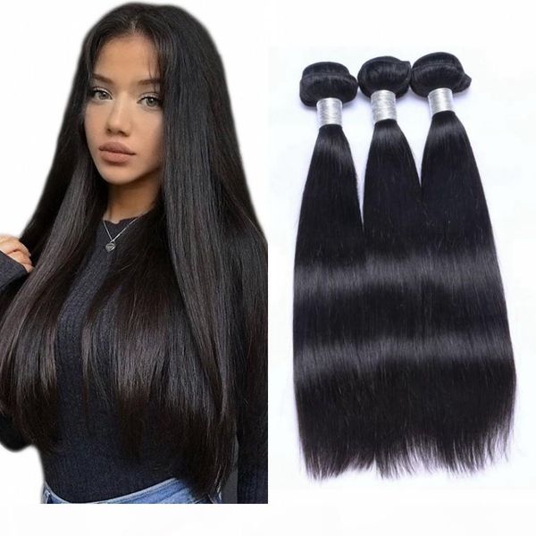

8-26 inch bundles straight peruvian hair weave bundles virgin hair extensions 3 bundles 100g pc human hair wefts, Black