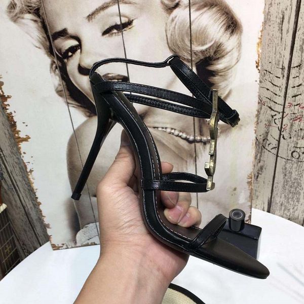 

2020new thrill heels sandals women party dress wedding shoes letters shoes patent leather high heels size3541 with box e383412246, Black
