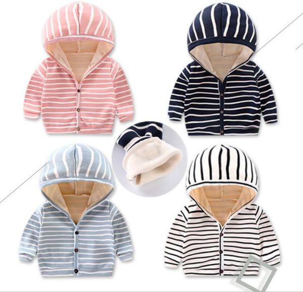 

jackets autumn winter baby fur coat hoodied jacket toddler hoody kid clothing kids clothes children casual outfit striped fall, Blue;gray