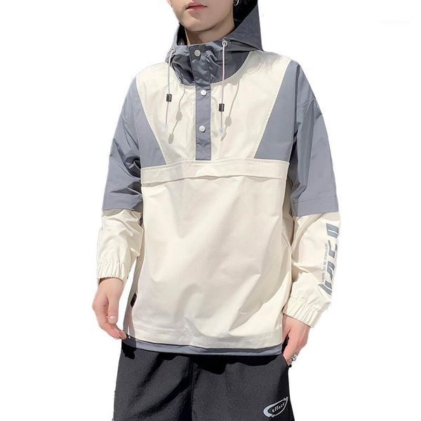 

2020 spring hooded patchwork mens hip hop jacket coat male hoodies coats men black couple streetwear hoody bomber jacket1, Black;brown