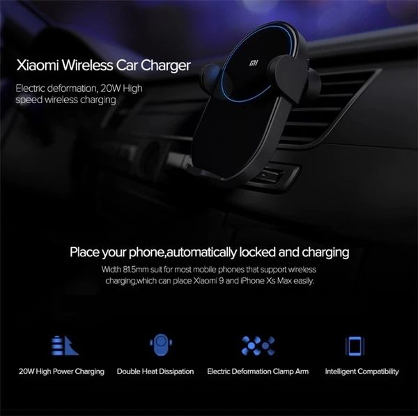 

4fds2aw3ew2q1original xiaomi mi wireless charger 20w with intelligent infrared sensor fast charging car phone holder