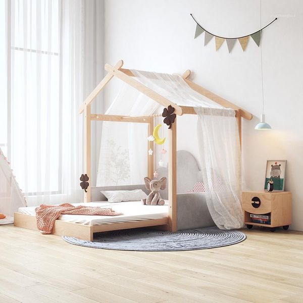 

baby cribs nordic style folding bed solid wood kids bedroom furniture1