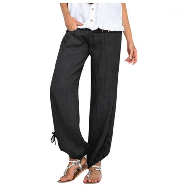 

2020 new plus size fashion women's office casual loose stretch high waist wide leg long pants palazzo trousers1, Black;white