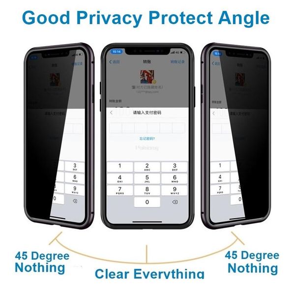 

anti privacy 360 degree magnetic adsorption glass case for iphone 12 11 xr x xs 7 8 plus 6 6s jllkts