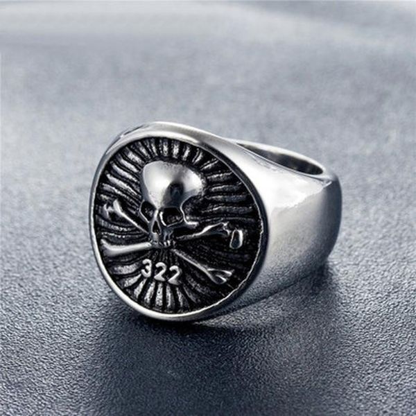 

размер сша новый урожай нержавеющая сталь череп серебристый цвет кольцо мужская череп байкер панк рок ролл готический панк ювелирные изделия, Bronze;silver