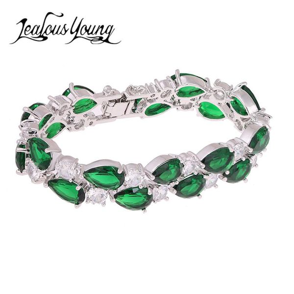 

link, chain white/rose gold color fashion design green mona lisa crystal zircon bracelets & bangles for women bracelet femme ab002, Black