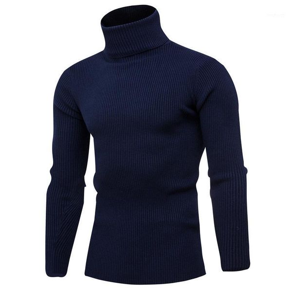 

2020 autumn and winter new men's casual high neck knit sweater / men's solid color long sleeve turtleneck pullover sweater1, White;black