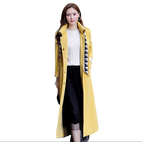 

high-quality loose plaid woolen coat women 2020 winter new korean style over the knee long windbreaker jacket women overcoat1, Black