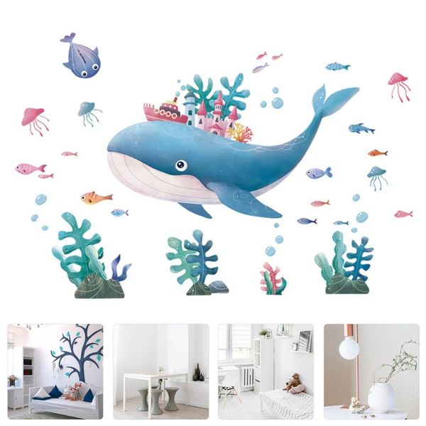 

1pc whale wall sticker removable background wall decal adhesive mural