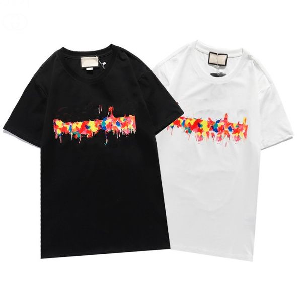 

fashion men's t-shirt 21 new breathable trend letter color pattern selling women's short sleeve t-shirt size s-2xl, White;black