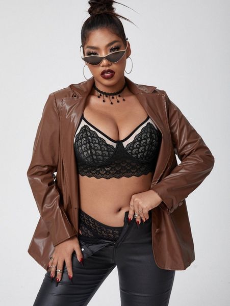 

plus lace underwire harness lingerie set 90wq#, Black;white