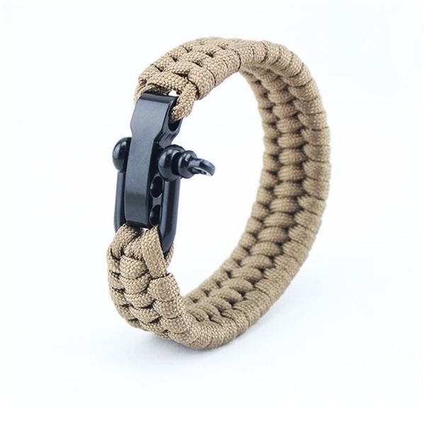 

multi-functional camping hiking climbing bracelet black braided rope survival stainless steel charm bracelet men women qylhfa