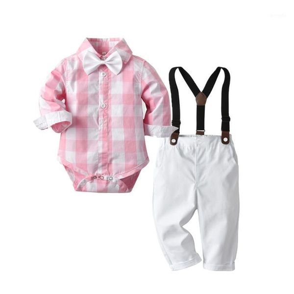 

gentleman kids set boy's suit bowtie suspender pants set l 4.291, White