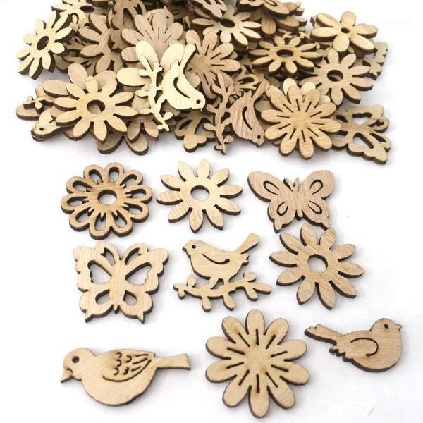 

50/100pcs wooden christmas mini tree ornaments hanging pendants merry christmas decoration for home new year decor navidad 20191