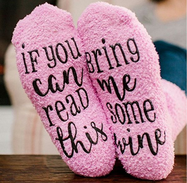 

letter print socks compression socks if you can read this bring me wine/coffee socks for big children men women (packing:cupcake bag) c5373, Pink;yellow