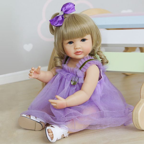 

22 inch silicone vinyl simulation doll cute girl doll with pacifier nursing bottle cushion 4 styles gifts for girl