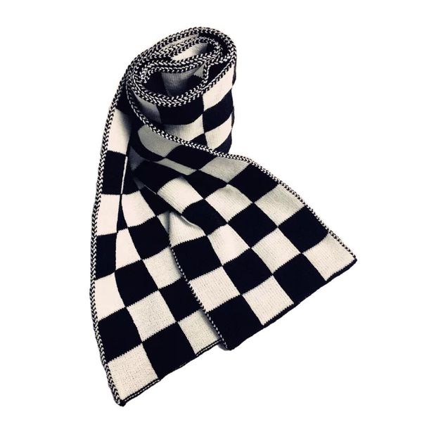 

produced self sold new ins yuansuo style versatile black and white checkerboard scarves for warm lovers, Blue;gray