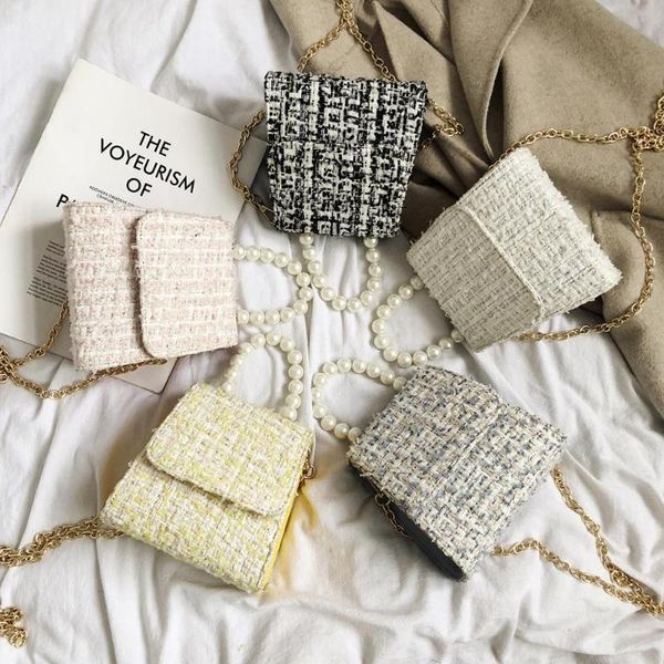 

shoulder bags mini chain messenger bag handbag soft woolen leather small crossbody ladies 2021 with pearl handle girl clutch